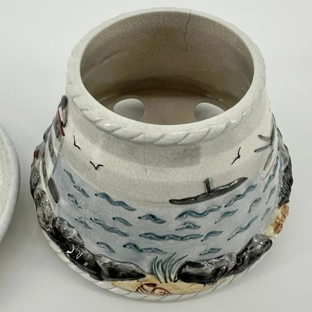 Vintage Yankee Candle Plate Set Lighthouse Beach Birds FLAWED - Picture 8 of 9